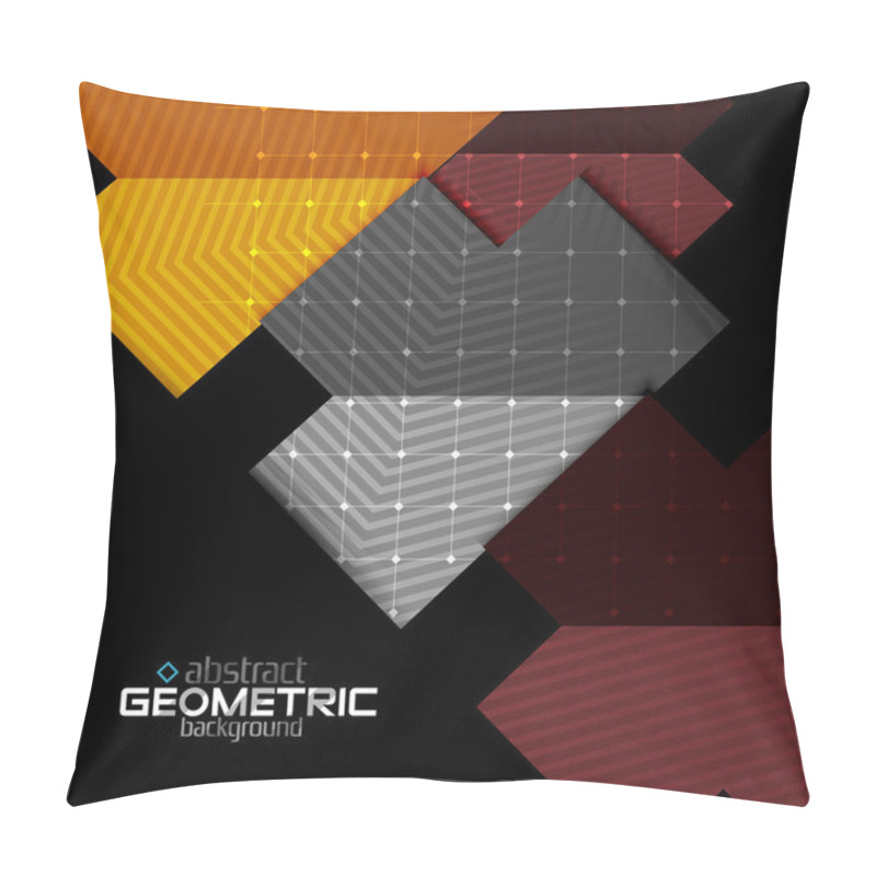 Personality  Colorful Geometric Shapes With Texture On Black. Modern Futuristic Abstract Design Template Pillow Covers