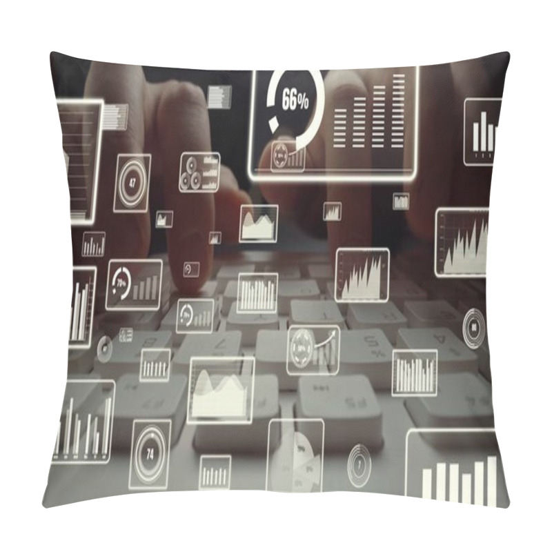 Personality  Creative Visual Of Business Big Data And Finance Analysis On Computer Pillow Covers