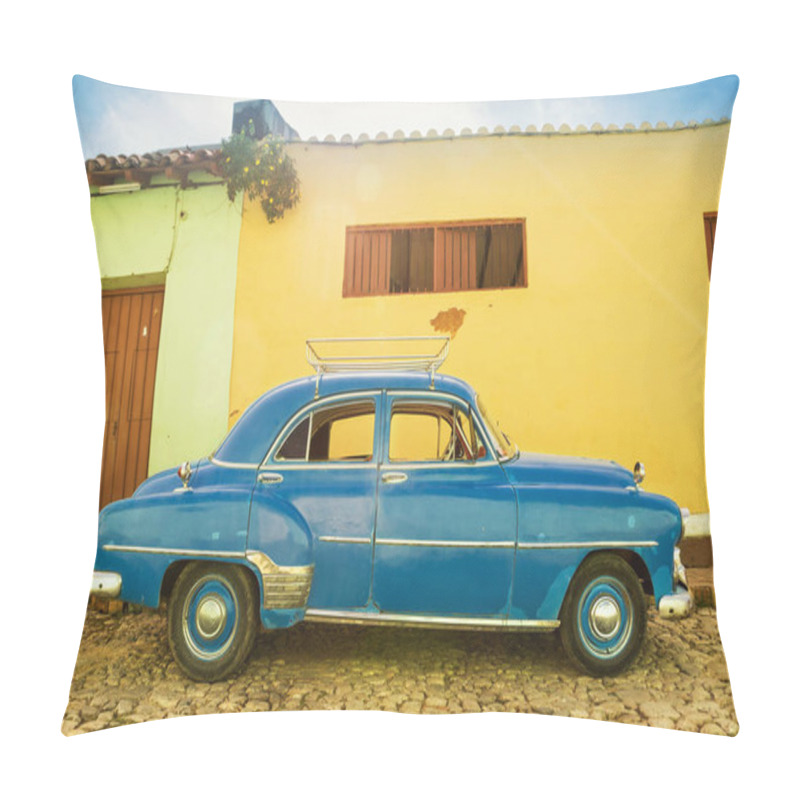 Personality  Blue, Old And American Car With Trunk Pillow Covers