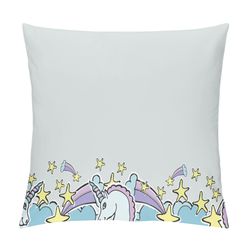 Personality  Hand Drawn Vector Unicorns, Comets, Stars, Clouds. Magic Creatur Pillow Covers