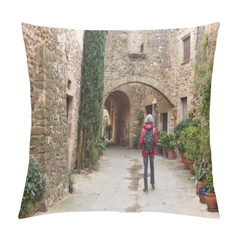 Personality  Picturesque Medieval Village Of Monells. Girona, Costa Brava. Catalunya. Spain Pillow Covers