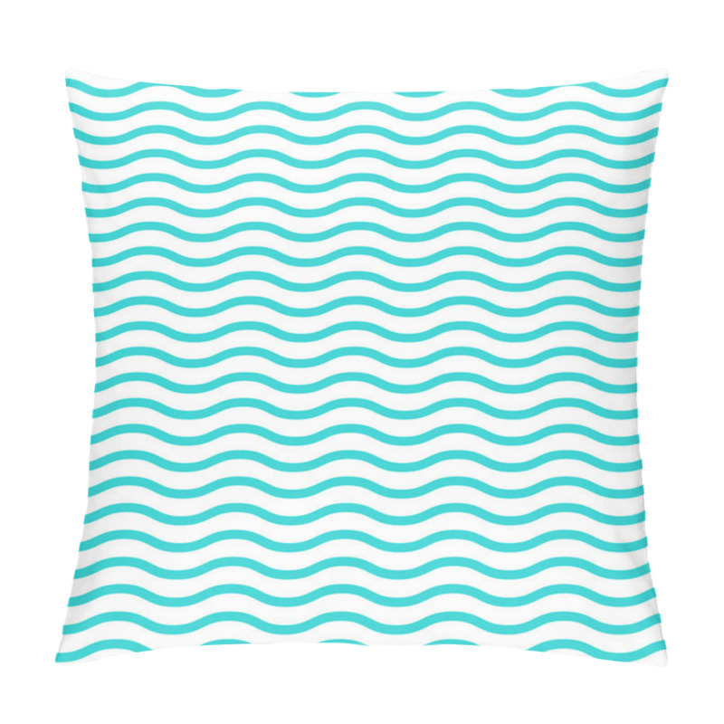 Personality  Wavy Lines. Seamless Texture With Light Blue Rolling Lines On Blue Background. Vector Illustration. Marine Wallpaper. Sea Backdrop. Summer Pattern Pillow Covers