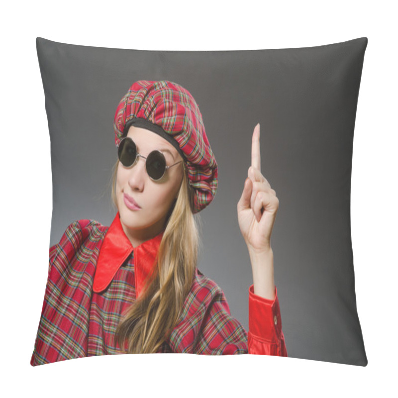 Personality  Woman Wearing Traditional Scottish Clothing Pillow Covers