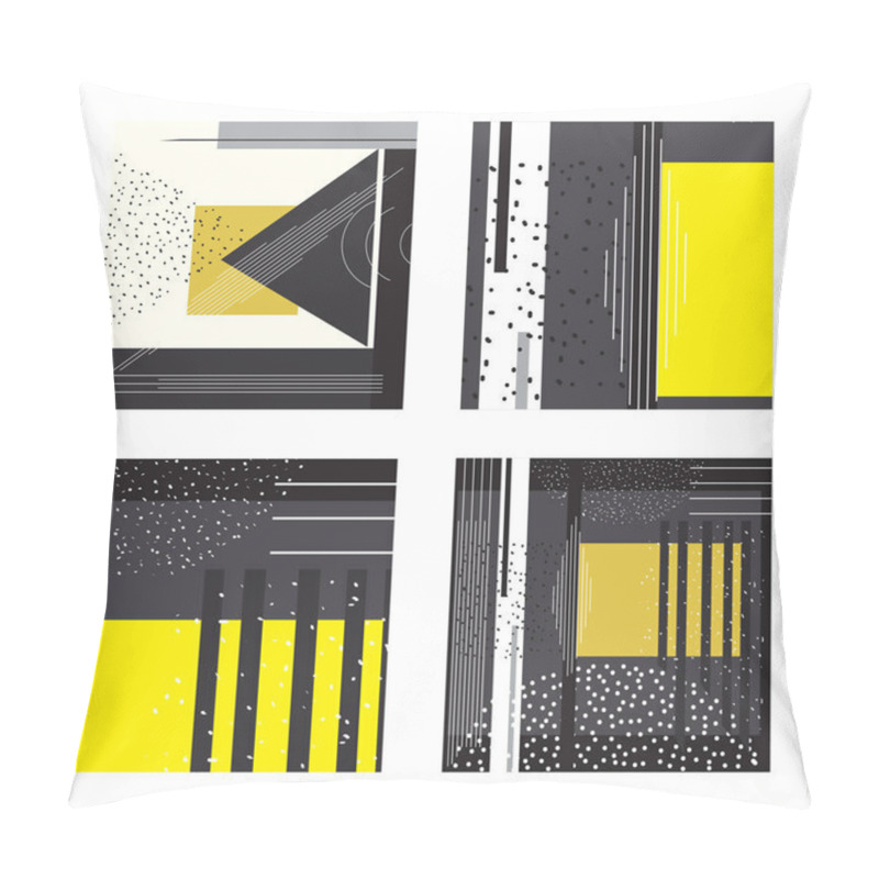 Personality  Trendy Set Of Geometric Elements Memphis Cards. Geometric Style Texture, Pattern And Geometric Elements. Modern Abstract Design Poster, Cover, Card Design. Pillow Covers