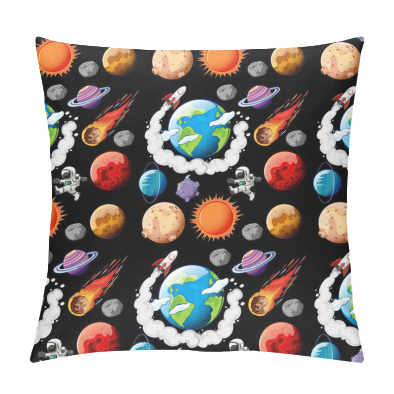 Personality  Seamless Pattern With Planets, Rockets, And Stars Pillow Covers