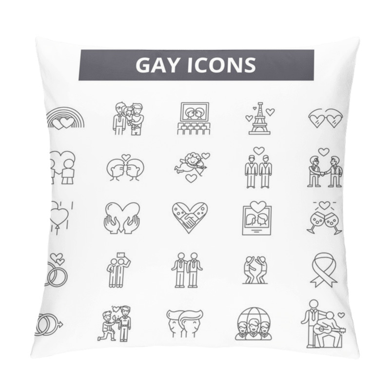 Personality  Gay Line Icons, Signs, Vector Set, Linear Concept, Outline Illustration Pillow Covers