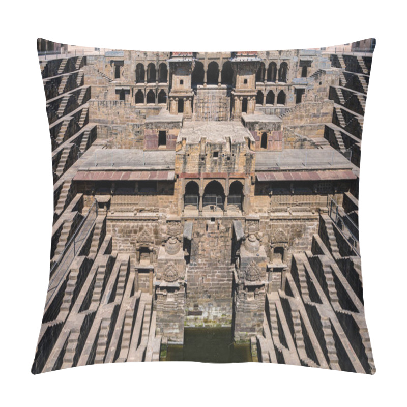 Personality  Aerial View Of An Intricately Designed Stepwell, Showcasing Historical Indian Architecture Pillow Covers