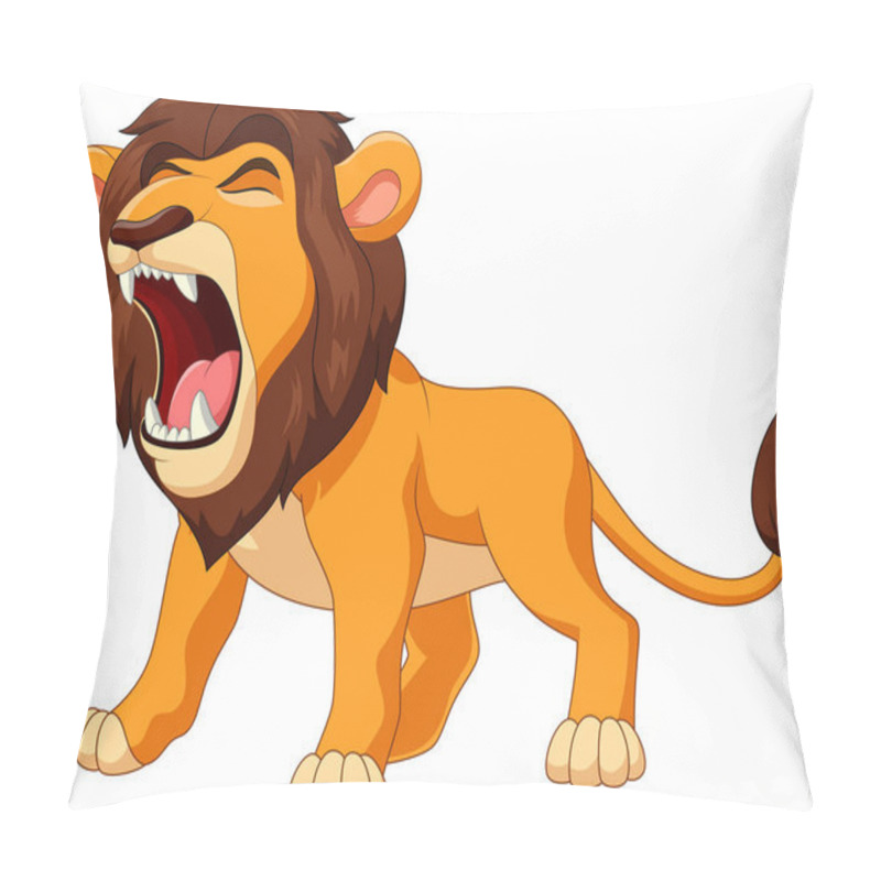 Personality  Illustration Of Cartoon Lion Roaring Pillow Covers