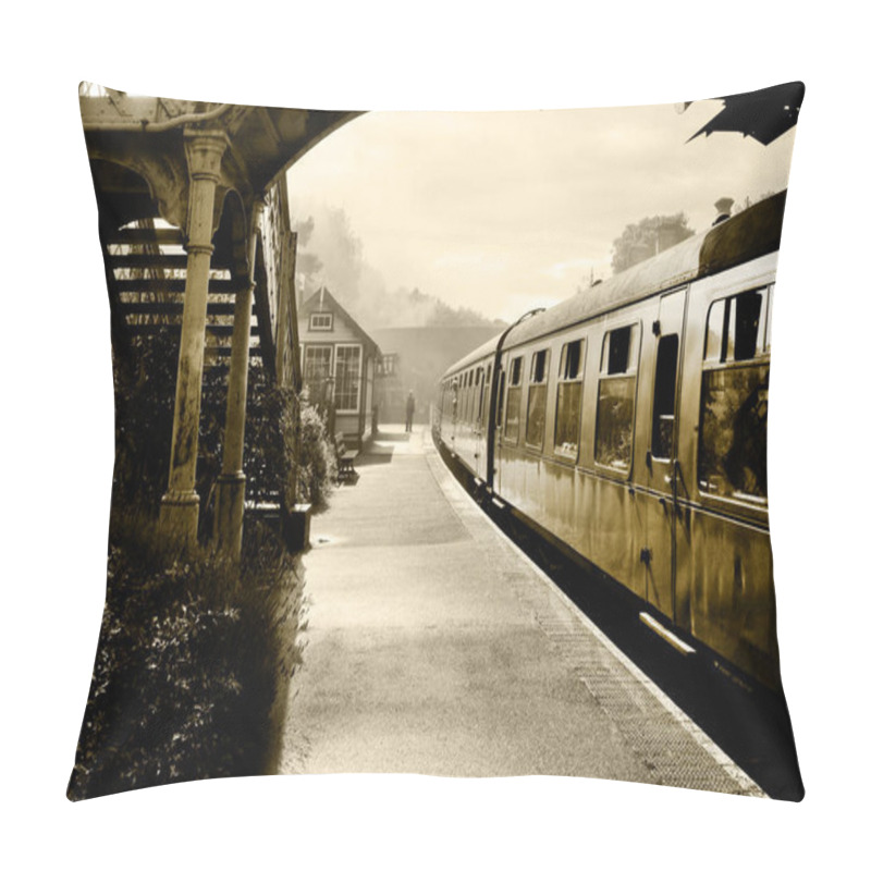 Personality  Steam Train And Carraiges On The Platform At Weybourne Station,  Pillow Covers