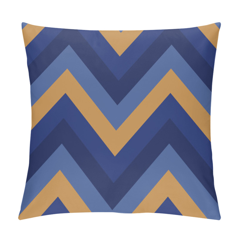 Personality  Seamless Geometric Strip Pattern. Stripy Texture. Zigzag Line Background. Diagonal Strips. Blue, Yellow, Dark And Light, Mustard, Contrast Colors. Winter Theme. Vector Pillow Covers