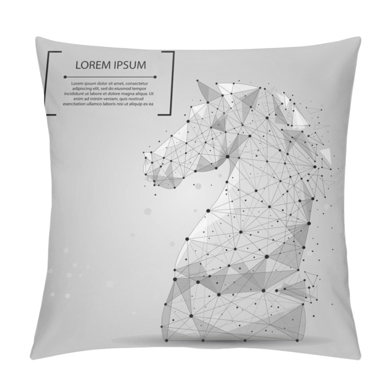 Personality  Abstract Mash Line And Point Chess Horse. Vector Business Illustration. Polygonal Low Poly.  Pillow Covers