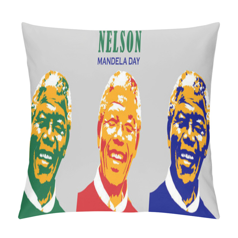 Personality  Nelson Mandela International Day. South African- Political Leader, And Philanthropist, Who Served As President Of South Africa From 1994 To 1999. Portrait Drawing Vector Illustration Pillow Covers