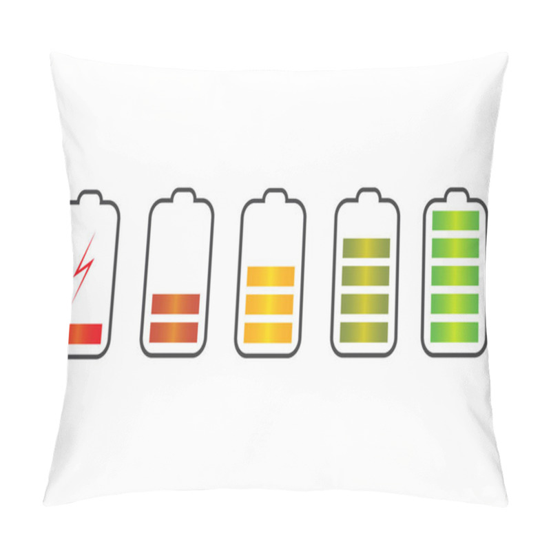 Personality  Smartphone With Battery Charge Level Indicators Isolated On Background. Vector Illustration. Discharged And Fully Charged Battery Of Smartphone.  Pillow Covers