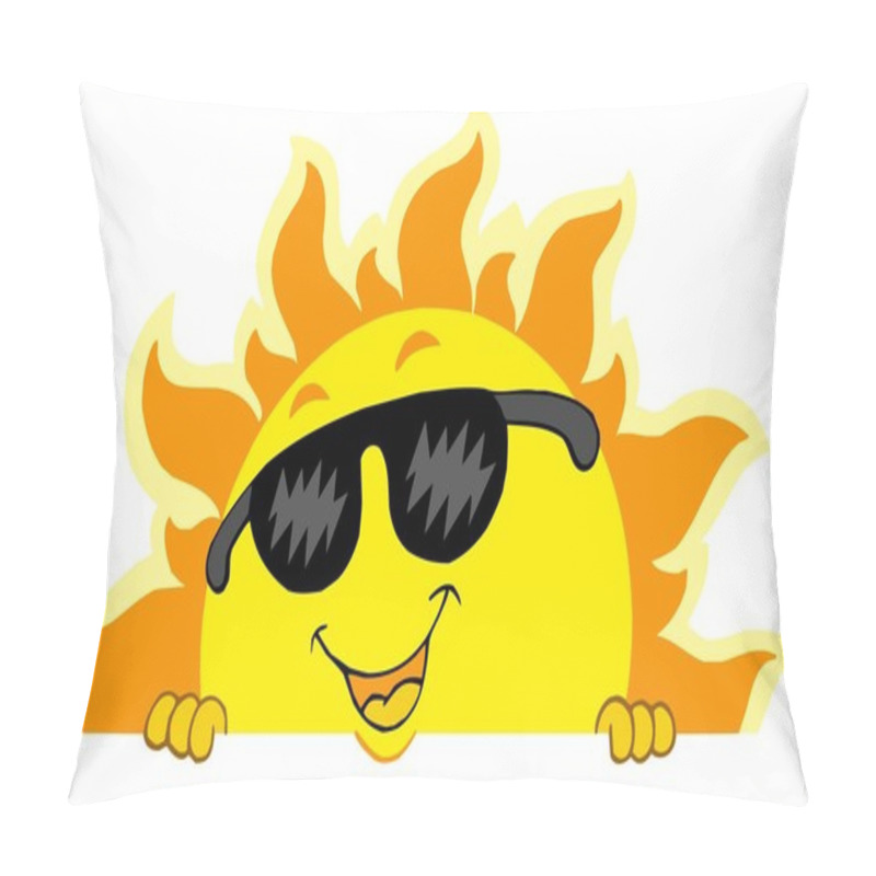 Personality  Cute Lurking Sun With Sunglasses Pillow Covers