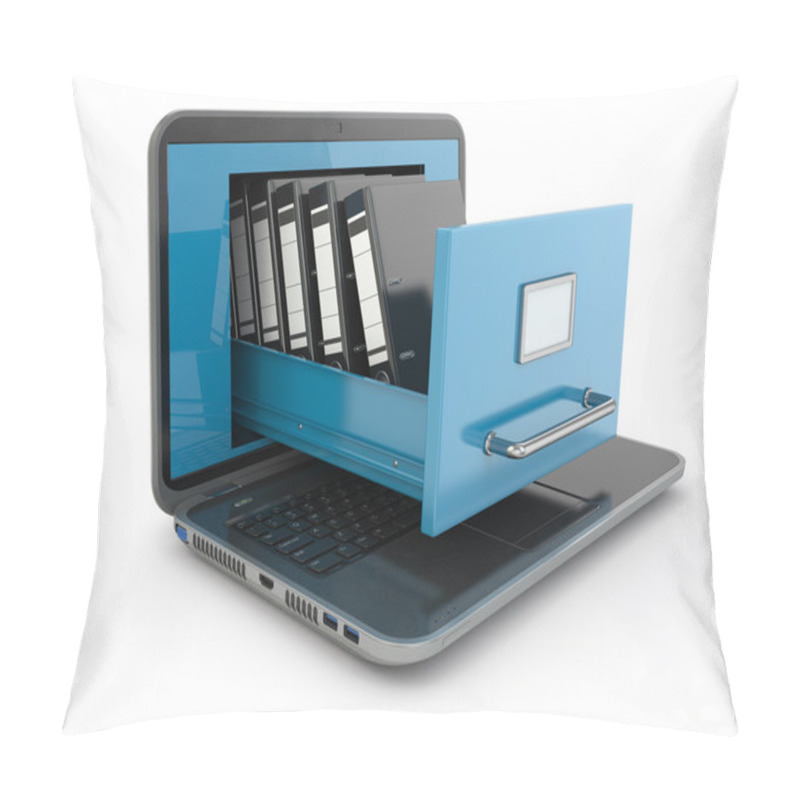 Personality  Data Storage. Laptop And File Cabinet With Ring Binders. Pillow Covers