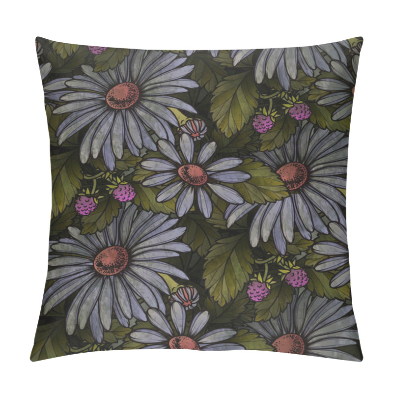 Personality  Chamomile And Strawberries Seamless Pattern Pillow Covers