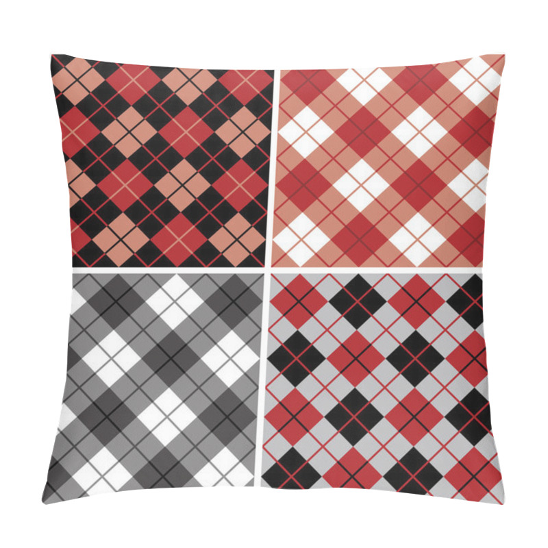 Personality  Argyle-Plaid Pattern In Red And Black Pillow Covers