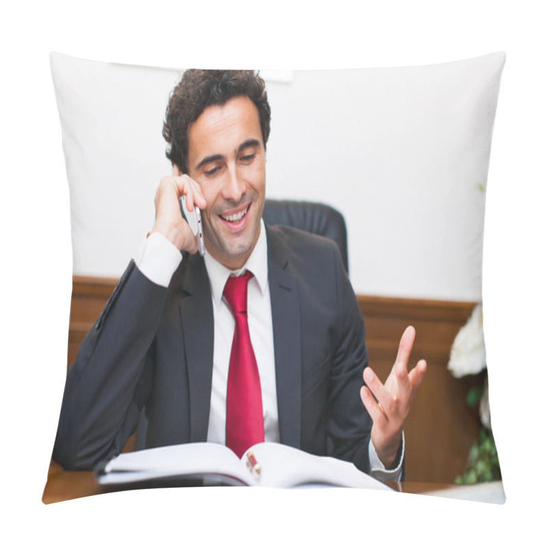 Personality  Businessman Working White Talking On Phone Pillow Covers