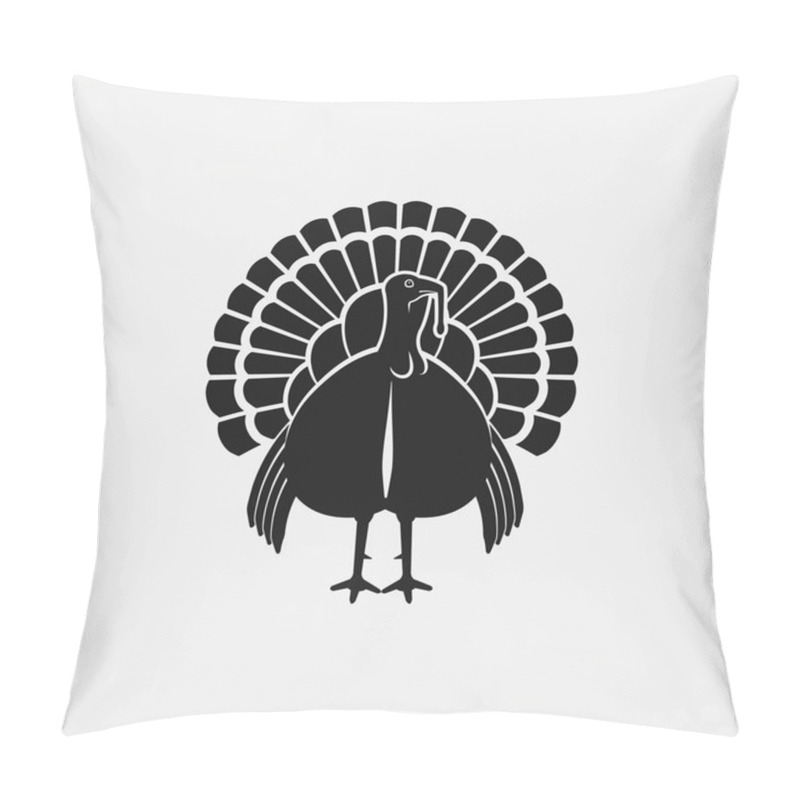 Personality  Turkey Male Silhouette Front View. Farm Animal Icon Pillow Covers