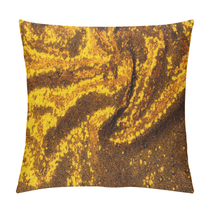 Personality  Top View Of Yellow Textile With Glossing Sequins As Background  Pillow Covers