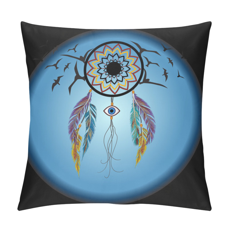 Personality  Dreams Catcher With An Amulet Against The Evil Eye. Pillow Covers