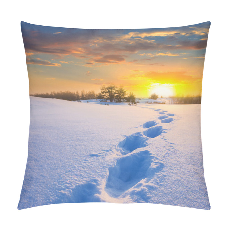 Personality  Winter Plain At The Sunset Pillow Covers