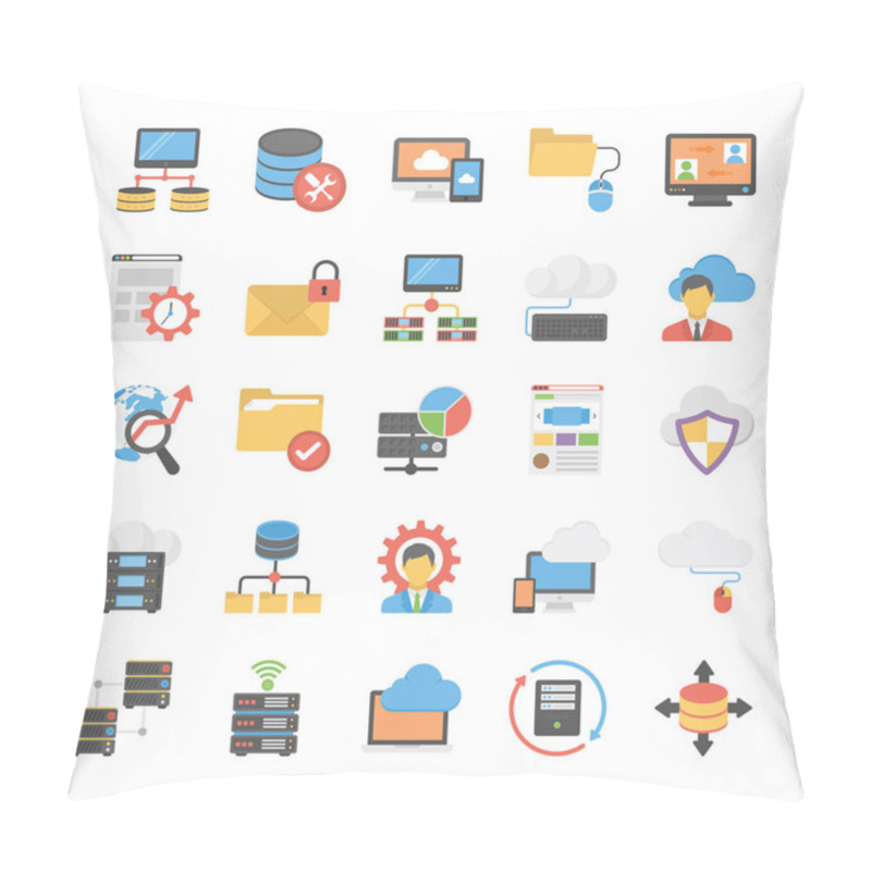 Personality  Database And Storage Flat Vector Icons Set  Pillow Covers