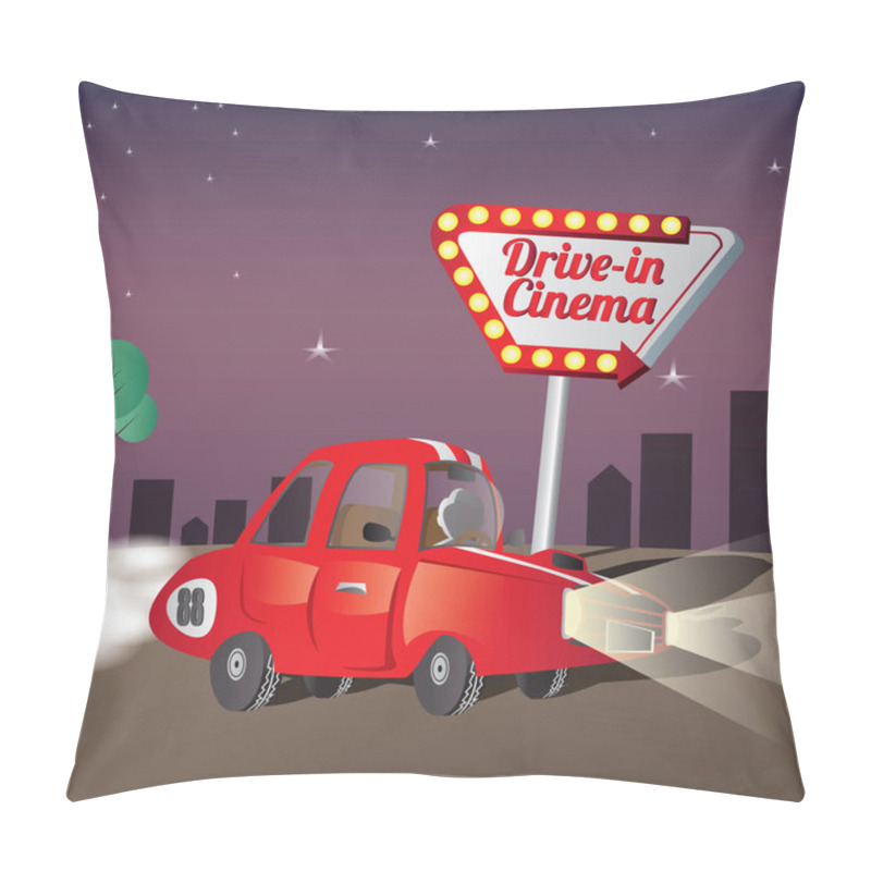 Personality  Car With Drive-in Cinema Board Pillow Covers