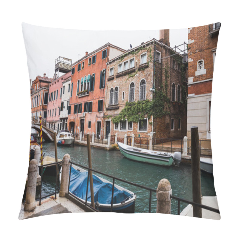 Personality  Canal, Motor Boats And Ancient Buildings In Venice, Italy  Pillow Covers