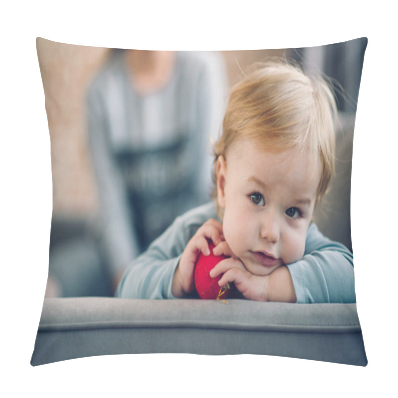 Personality  Mom And Her Toddler Son Playing Together   Pillow Covers