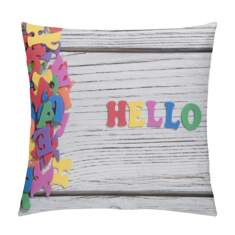 Personality  Hello On Wooden Background Pillow Covers