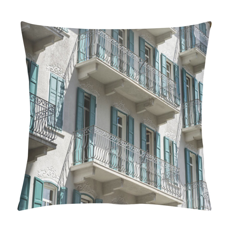 Personality  Windows With Balcony On Building Facade With Cast Iron Ornaments On The Street In Italy Pillow Covers