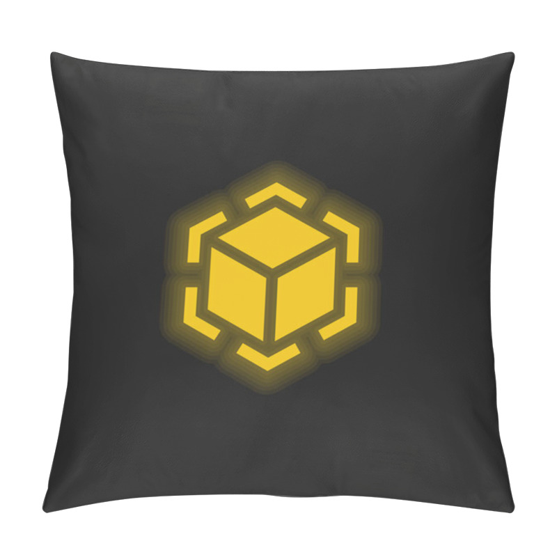 Personality  3d Modeling Yellow Glowing Neon Icon Pillow Covers