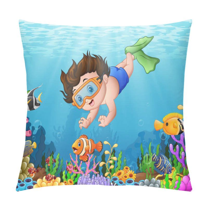 Personality  Little Boy Diving In The Sea Pillow Covers