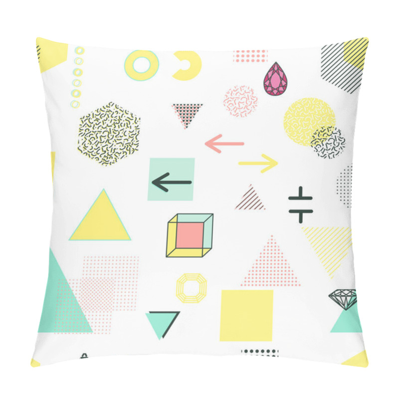 Personality  Trendy Geometric Elements Memphis Cards, Seamless Pattern. Pillow Covers