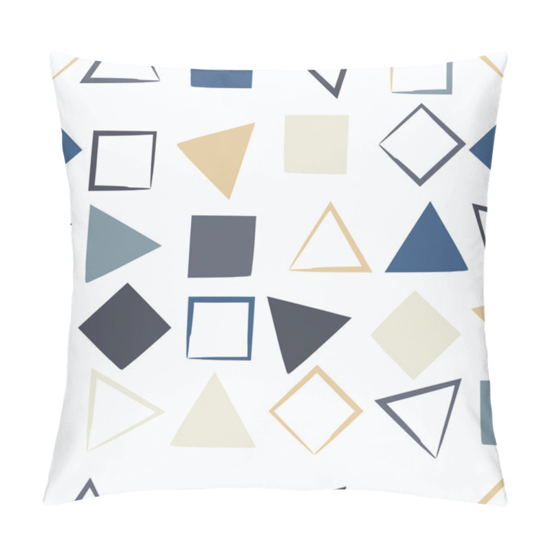 Personality  Cute Vector Geometric Seamless Pattern. Brush Strokes, Triangles And Squares. Hand Drawn Grunge Texture. Abstract Forms. Endless Texture Can Be Used For Printing Onto Fabric Or Paper Pillow Covers