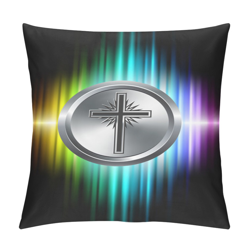 Personality  Cross Icon Button On Abstract Spectrum Background Pillow Covers