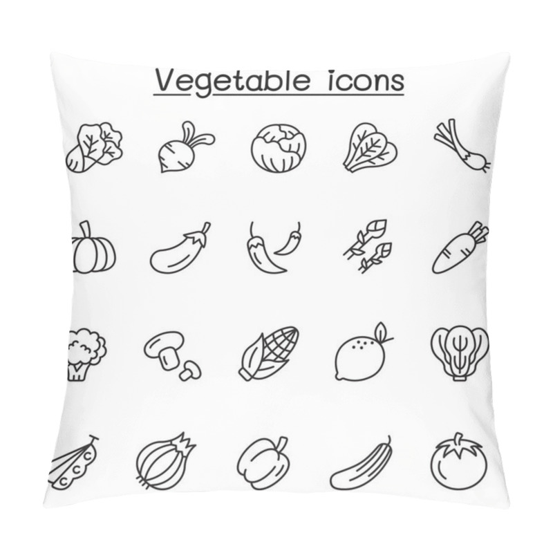 Personality  Vegetable Icons Set In Thin Line Stlye Pillow Covers