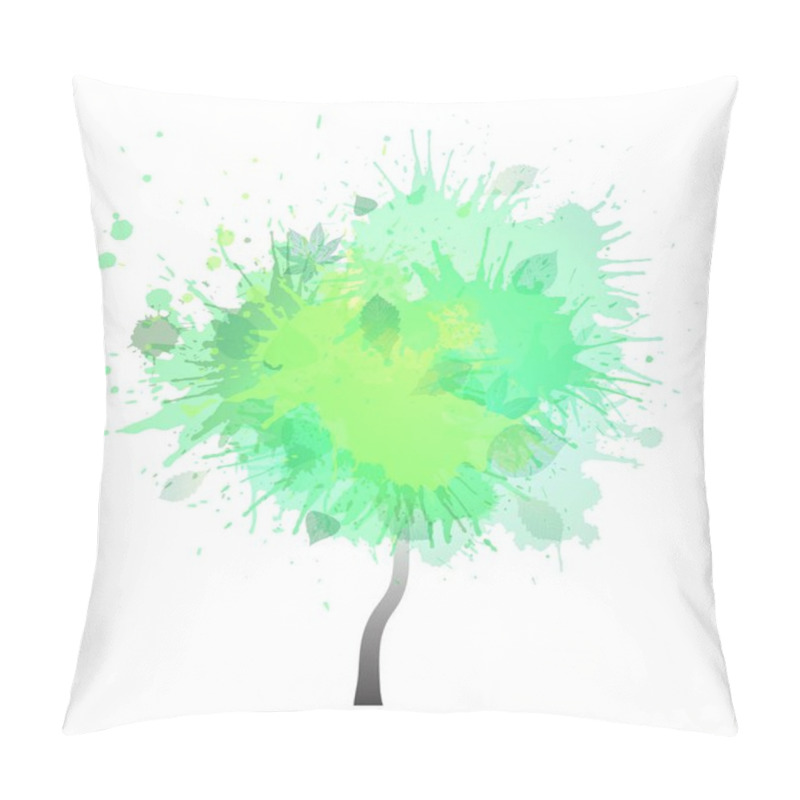 Personality  Tree With Green Splashes Pillow Covers