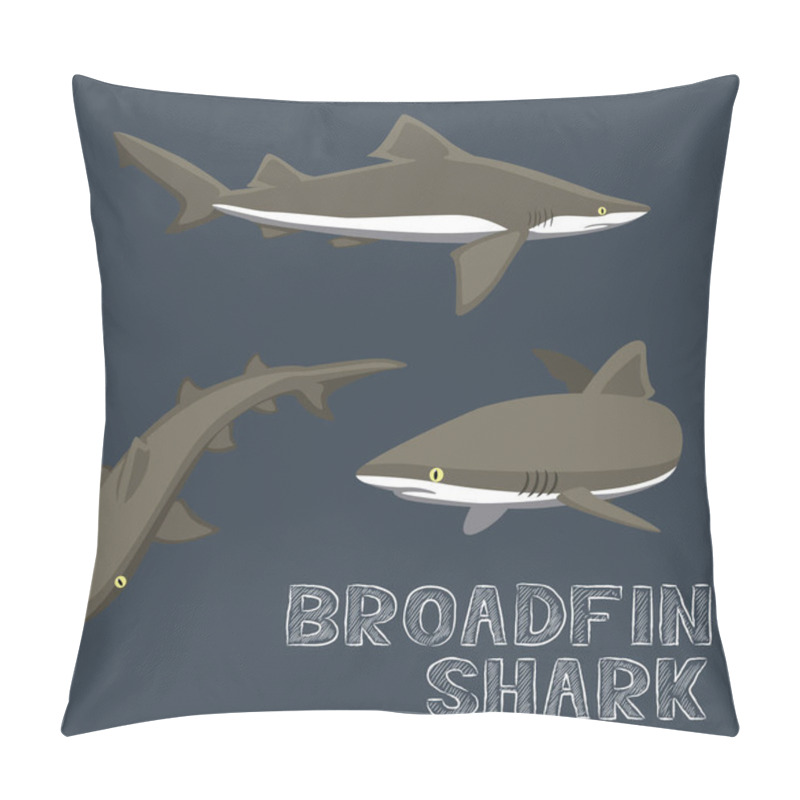 Personality  Broadfin Shark Cartoon Vector Illustration Pillow Covers