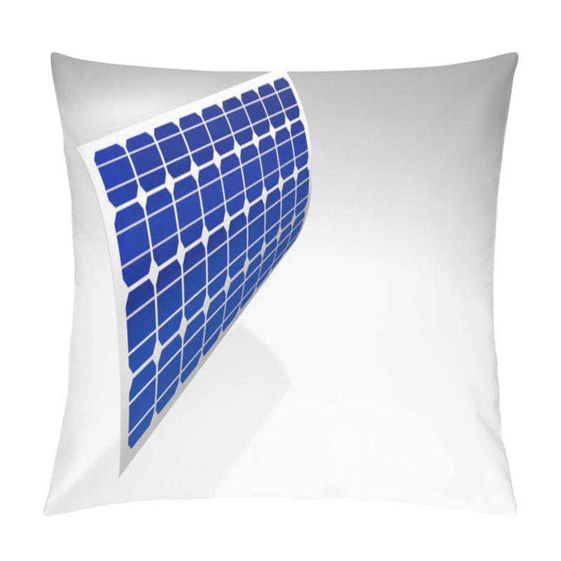 Personality  3D Model Of A Thin Flexible Solar Panel Bending Over White Background - Renewable Energy - 3D Illustration Pillow Covers