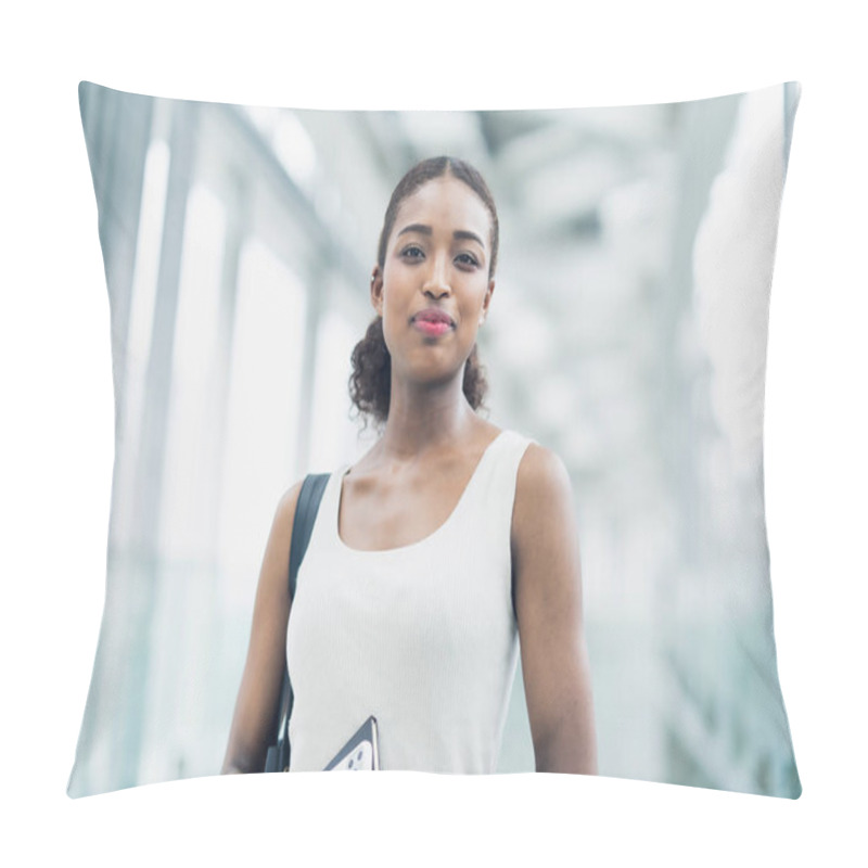 Personality  Portrait Of An Attractive Young Business Woman With A Smiling Face Pillow Covers