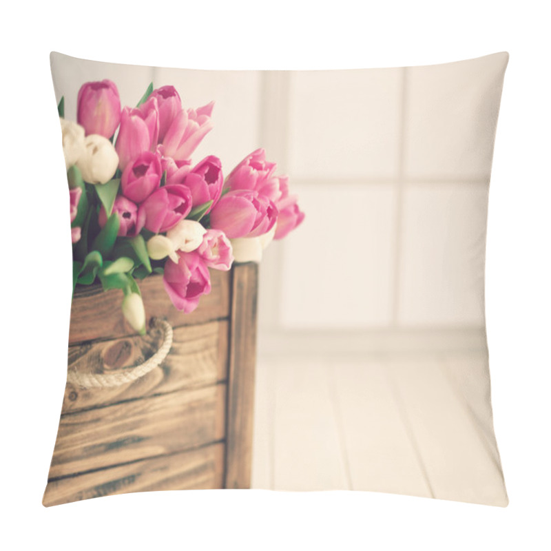 Personality  Bright Spring Tulips In Box Pillow Covers