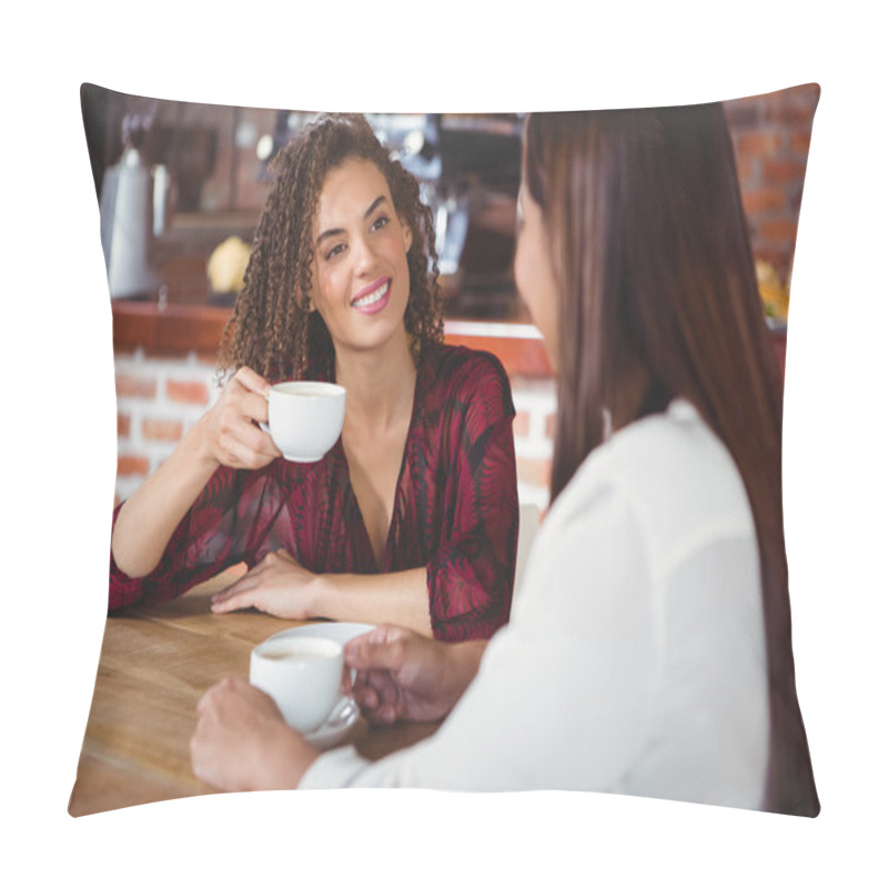 Personality  Female Friends Having Coffee Pillow Covers