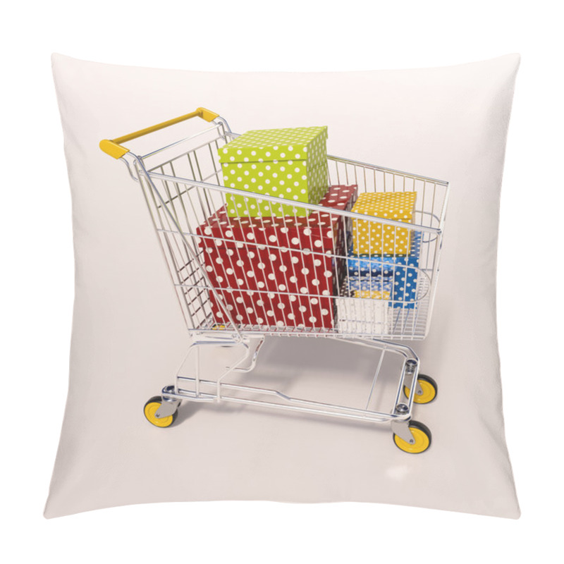 Personality  Shopping Cart Full Of Purchases In Packages Pillow Covers