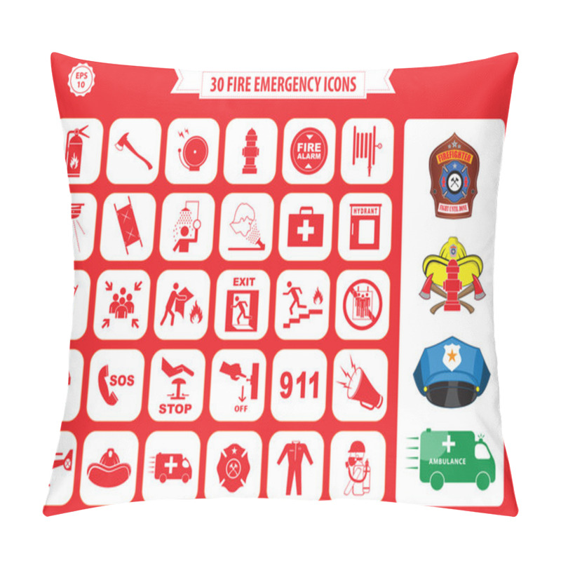 Personality  Set Of Fire Emergency Icons Pillow Covers