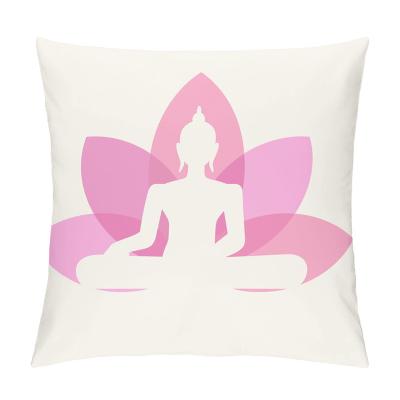 Personality  Silhouette Of Buddha Sitting On A Lotus Flower Background Pillow Covers