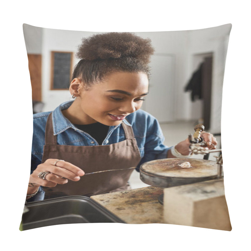 Personality  An Artisan Focuses Intently On Creating Intricate Jewelry Using Skilled Hands And Tools Pillow Covers