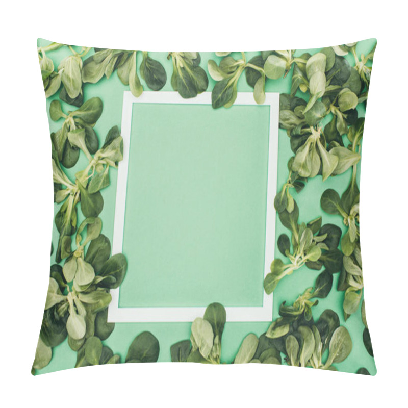 Personality  Blank White Frame And Fresh Green Leaves On Green Pillow Covers