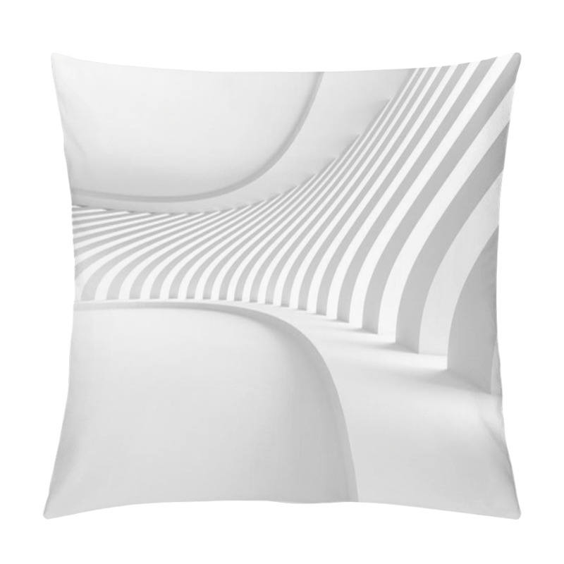 Personality  Modern Architectural Abstract With Curved White Lines And Minimalist Design. 3d Render. Pillow Covers